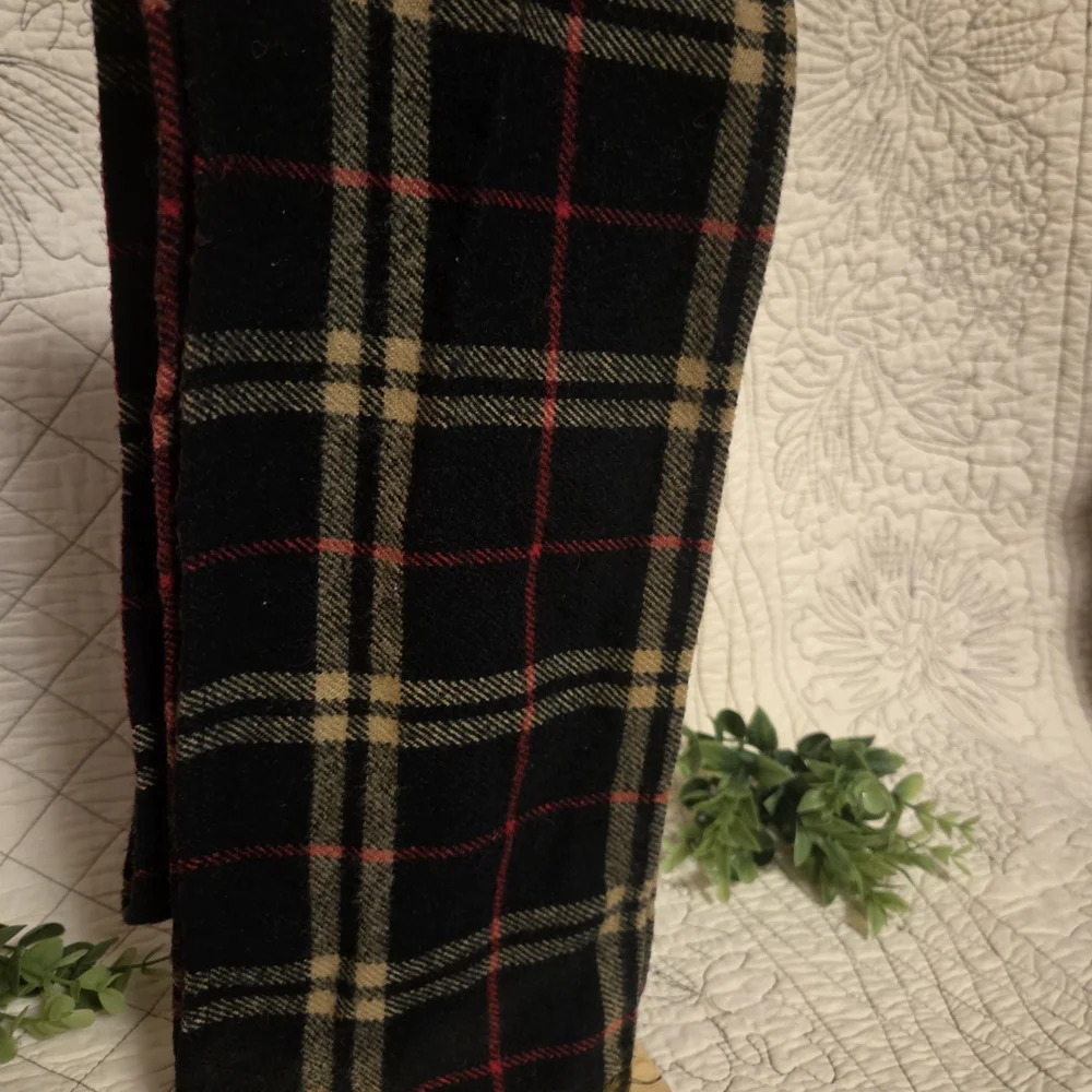 Classic Plaid Winter Scarf Black Tan Red Tartan Acrylic Long Scarf